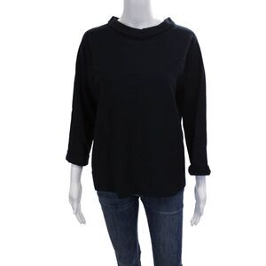 Goat Womens Basic Mock Neck Black 3/4 Sleeve Blouse Zip Size 4